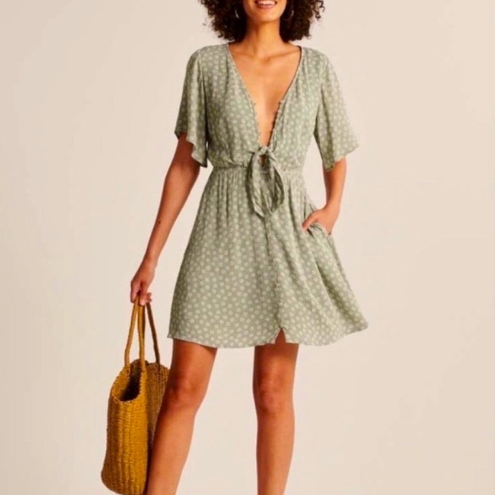 Abercrombie & Fitch Sage Green Floral Dress